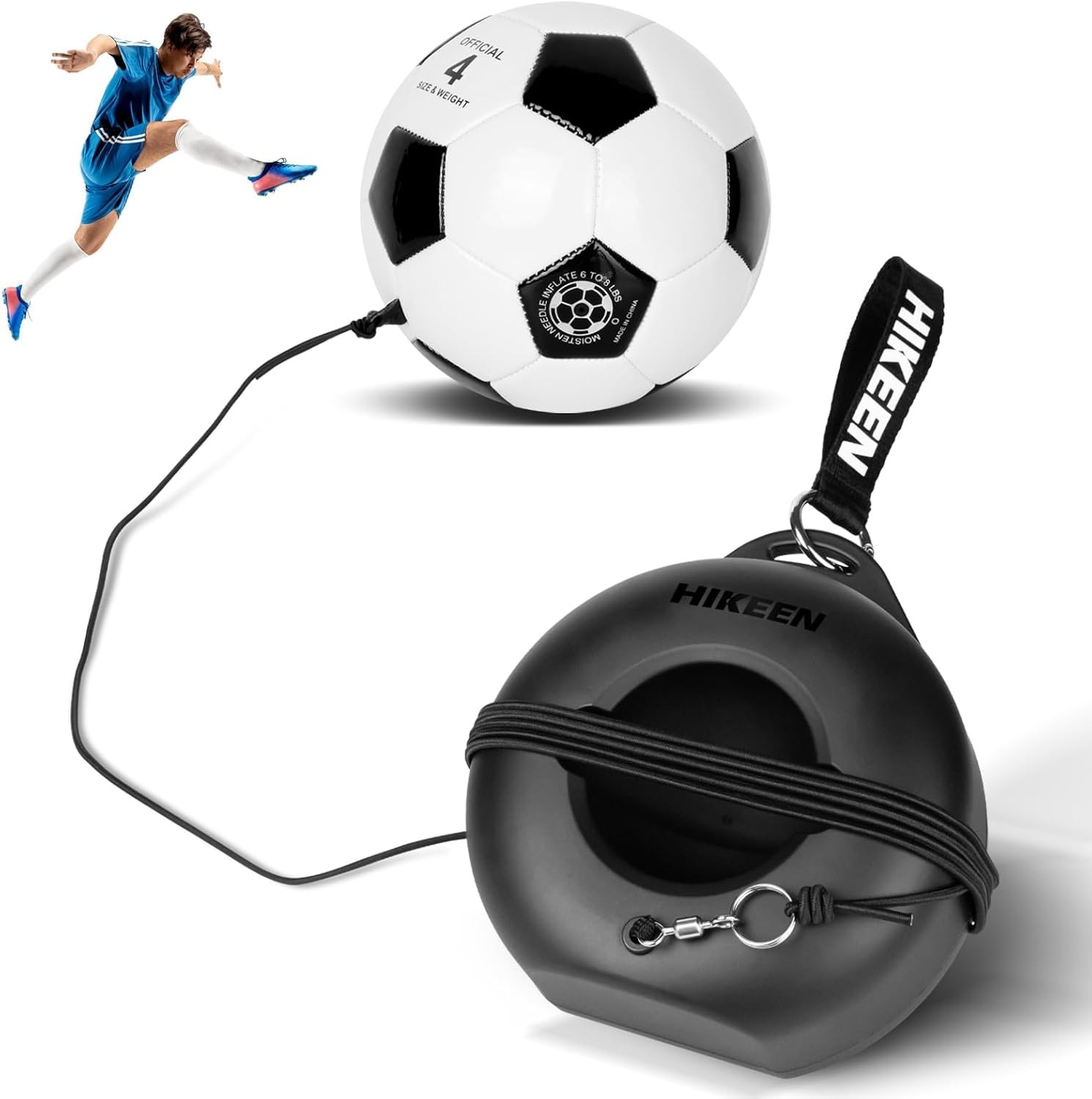 Soccer Training Set w Metal Base Portable Solo Trainer Equipment w Rebound Ball