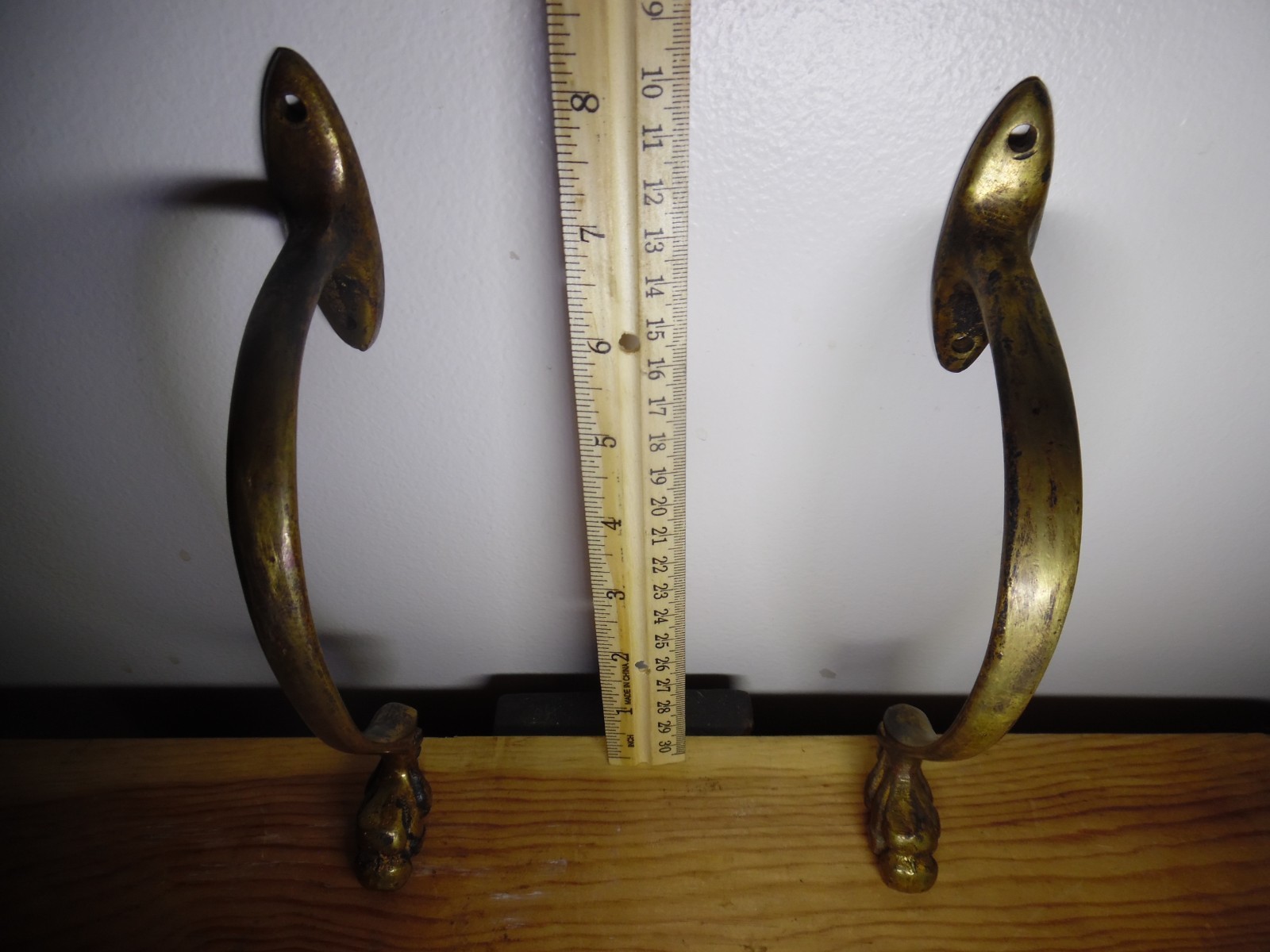 Orig Antique Brass 8" Claw Paw Feet Legs Furniture Stool REPURPOSE 4 Coat Hooks