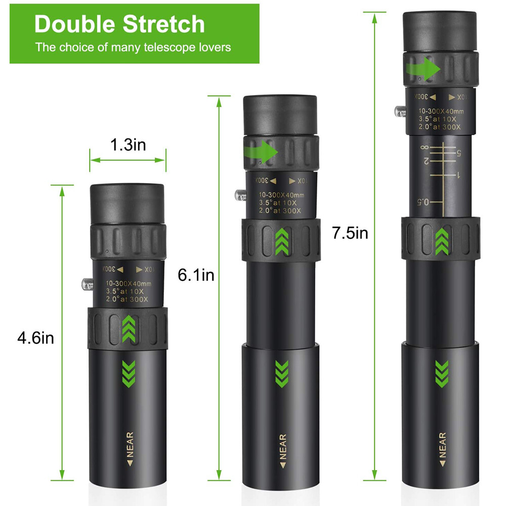 Day/Night Military Telescope 10-300X40mm Zoom HD Monocular Mobile Telescope US