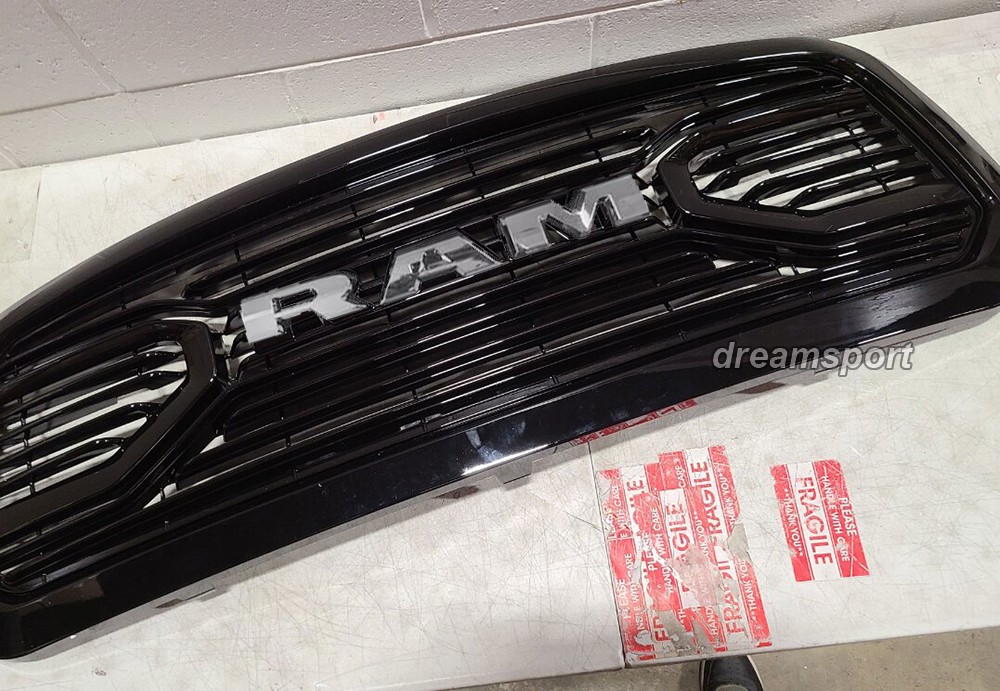 Front Grille For 2010-2018 Dodge Ram 2500 3500 Grill Mesh Gloss Black W/Letters