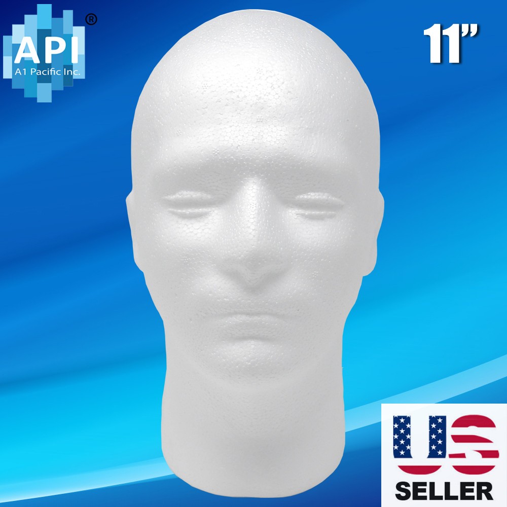 11' MALE FOAM MANNEQUIN MANIKIN head wig display hat glasses