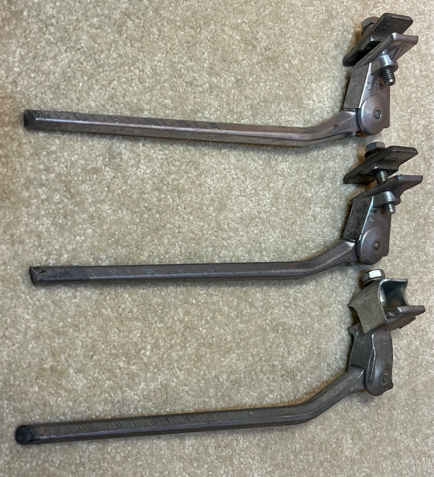 3 Greenfield Vintage Bicycle Kickstands 2 GDC 1 ESGE Aluminum Center Frame Mount