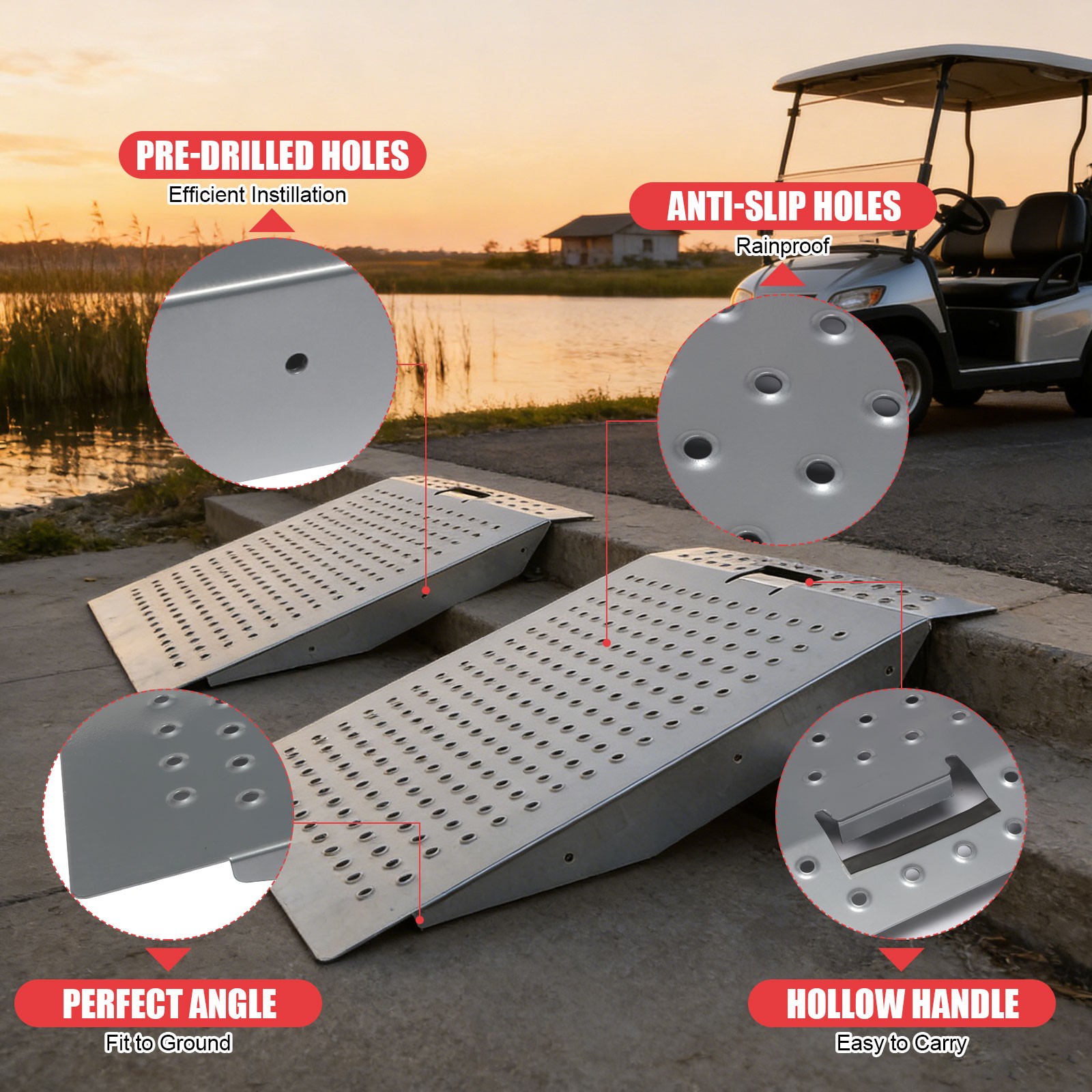 1500lb Shed Ramp Heavy-Duty Loading Ramps Curb Ramp for Lawn Mower Anti-Slip