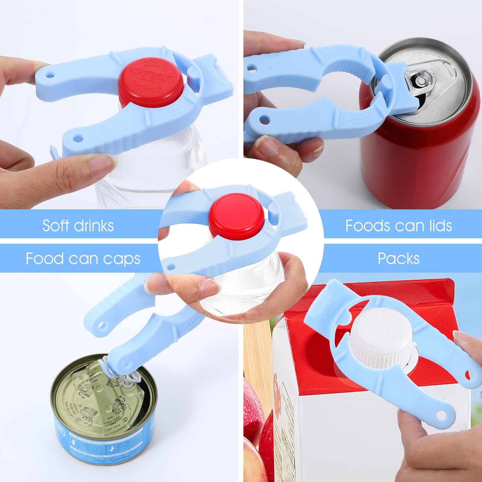 Water Bottle Opener, 3 in 1 Multi-Purpose Plastic Soda Can Openers for Seniors