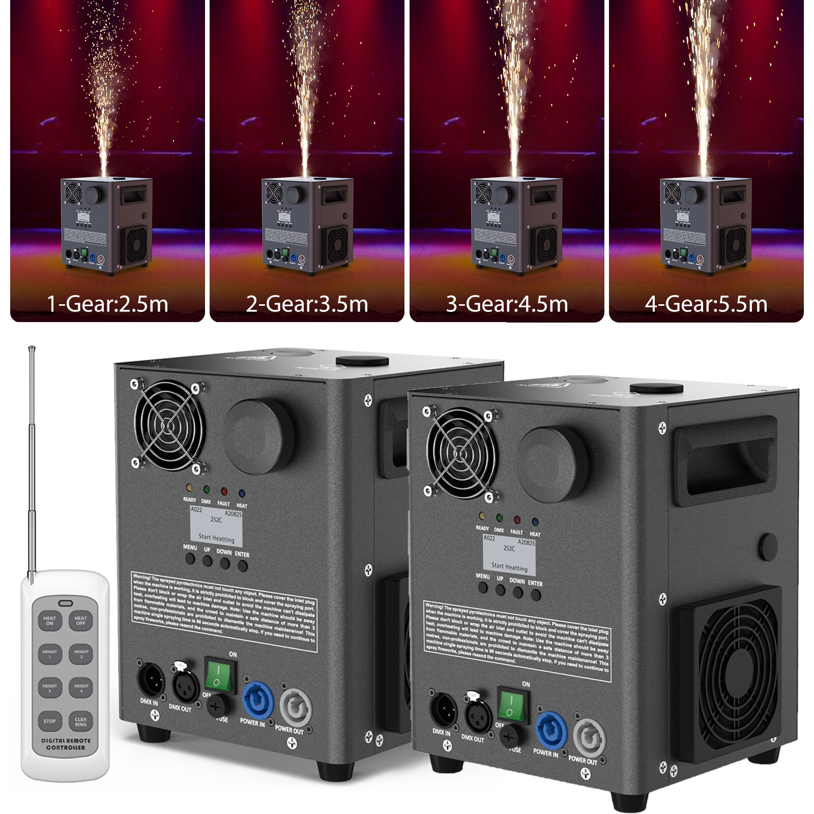 2pcs 1200W Cold Spark Machine Stage Effect DMX Firework DJ Event Party Wedding