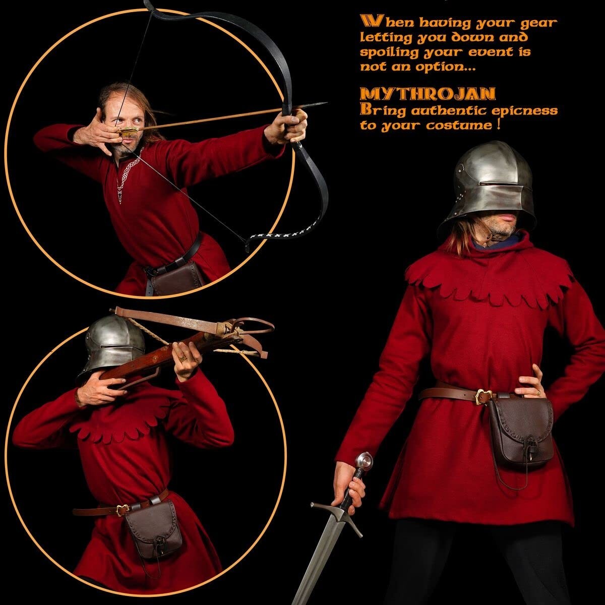 Leather Belt Pouch Medieval Renaissance Reenactment Cosplay Waist Belt Bag Brown