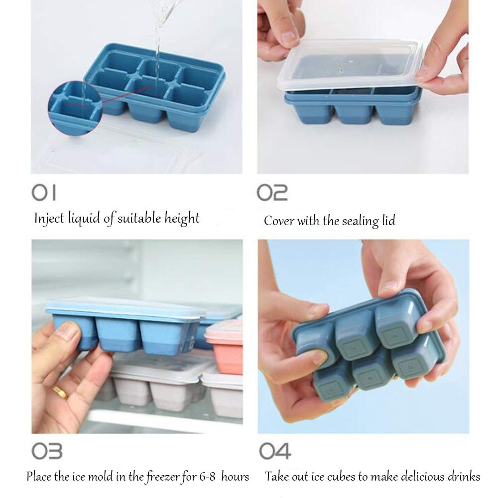 Ice Cube Trays for Freezer 3 Pack Mini Ice Cube Trays with Lid & EasyRelease...