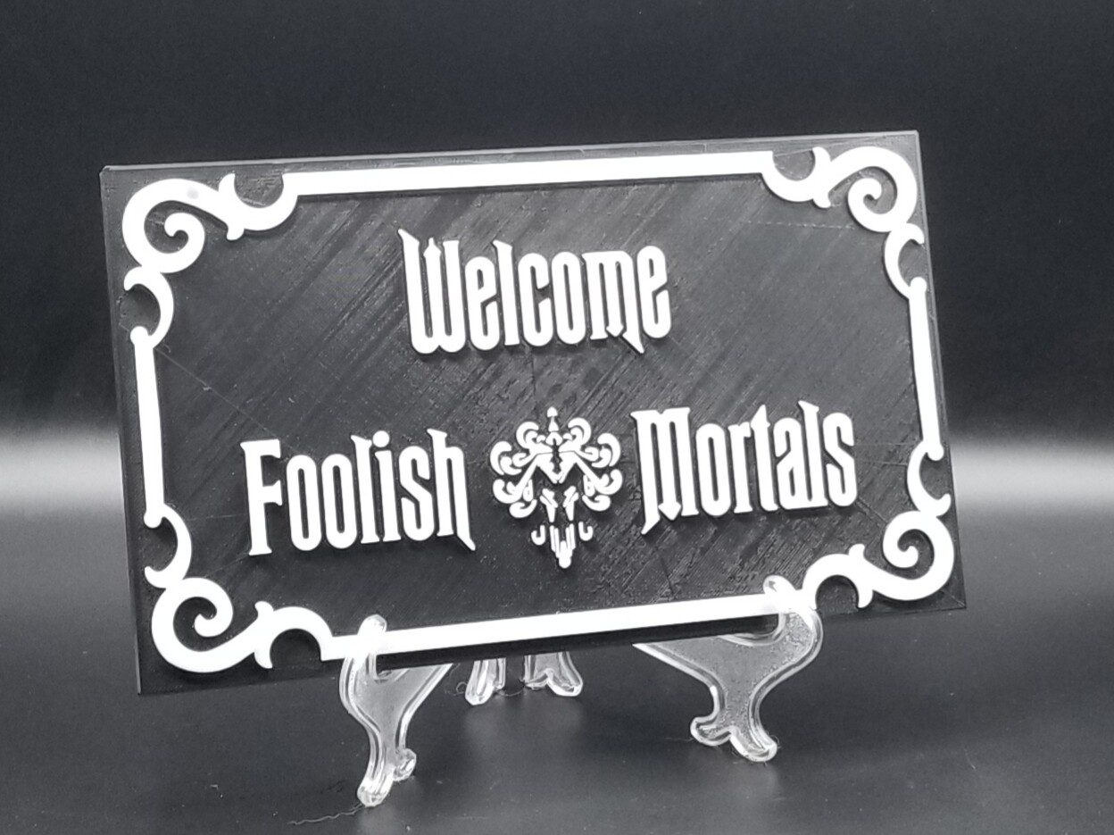 9" Glow in the Dark Haunted Mansion Inspired Welcome Foolish Mortals Prop Sign