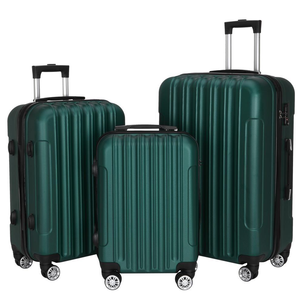 20" 24" 28" Luggage Travel Set ABS Trolley Hard Shell Suitcase w/TSA Lock Green