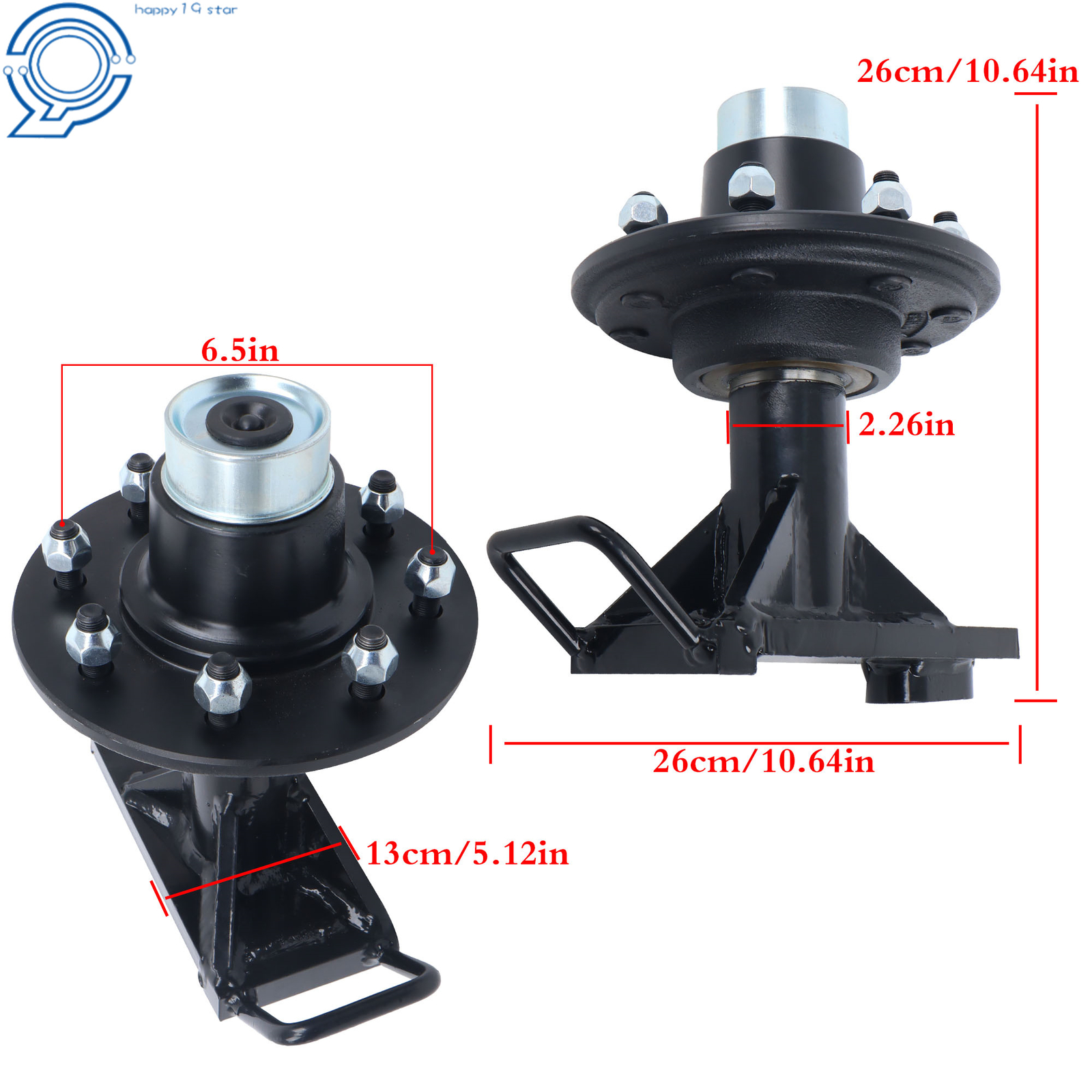 Shipping Container Wheels 8x6.5 Lug Bolt-On Spindle Kit with Handle