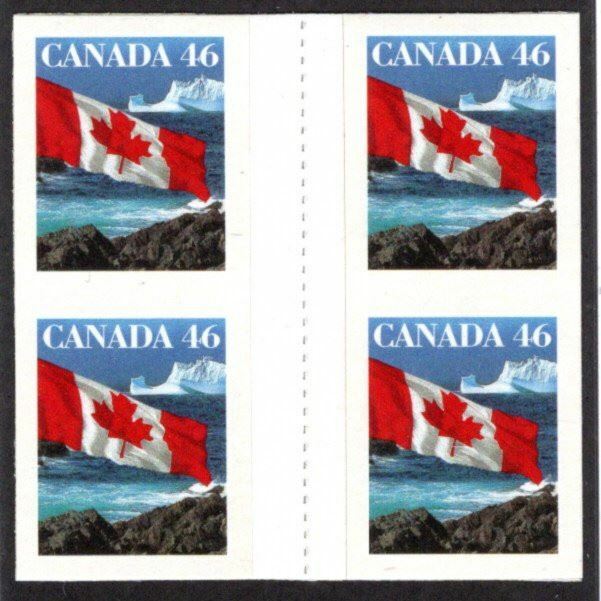 Scott 1698b, die cutting omitted, 2 horizontal pairs, Flag Over Iceberg, Canada