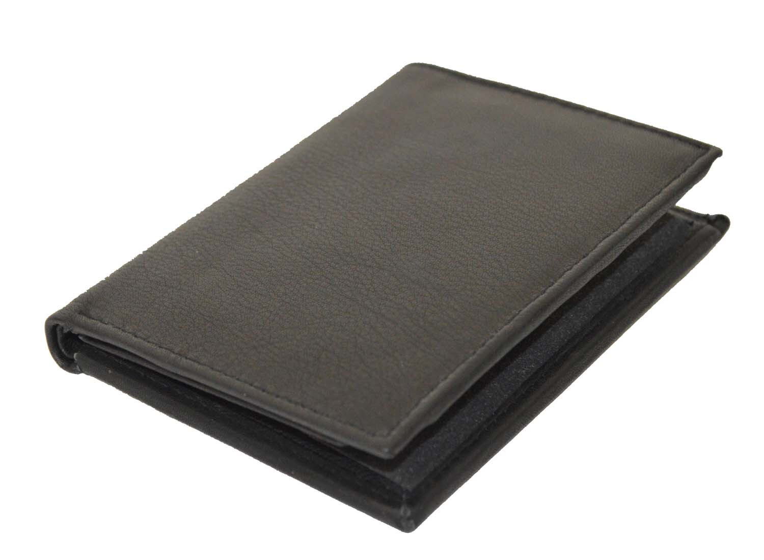 Leather Universal Law Enforcement Bifold Badge Holder Wallet Case - Round