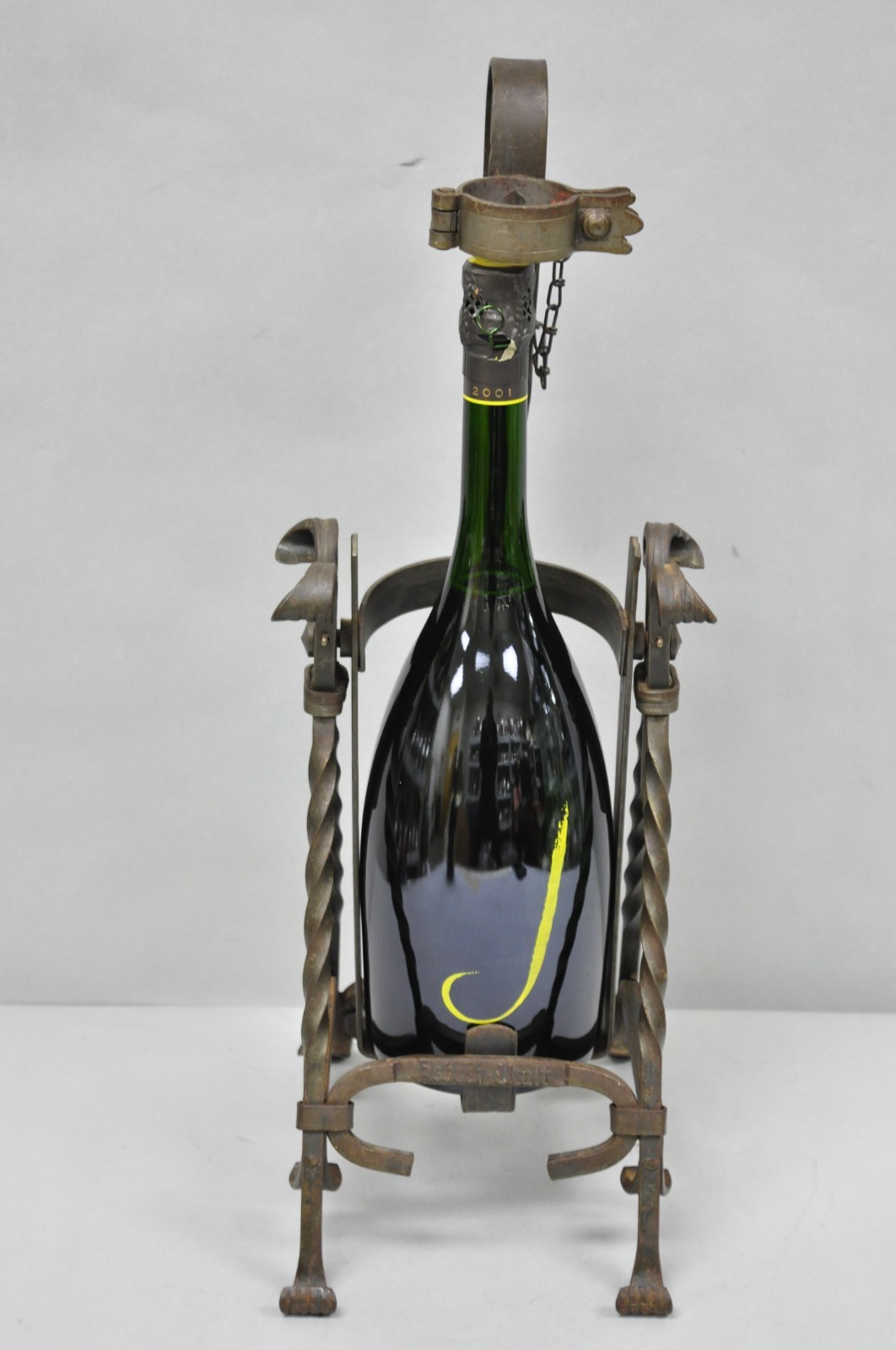 Antique German Arts & Crafts Wrought Iron Asbach Uralt 3 L Brandy Pourer Server