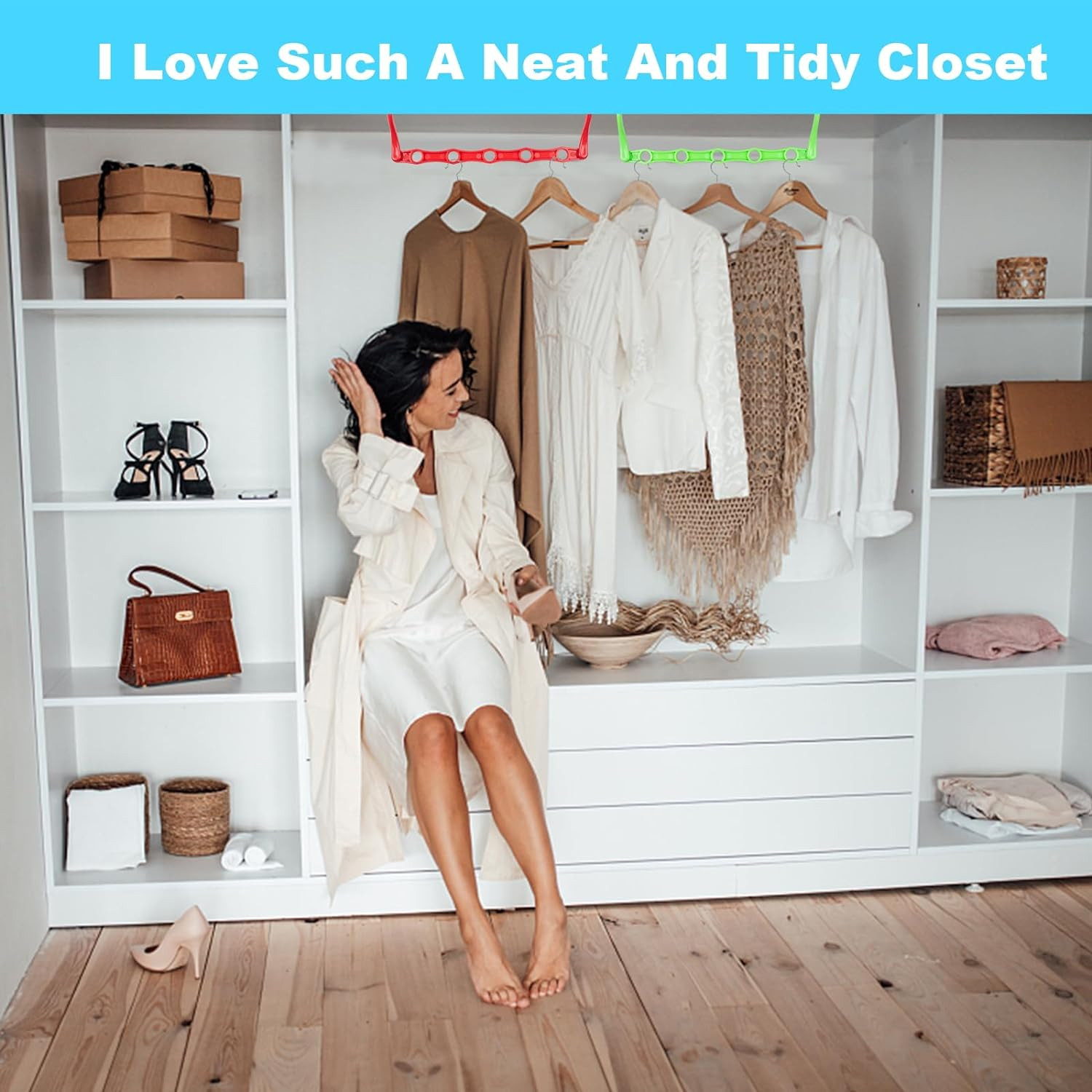 10 PCS Space Saving Hangers, 5-Hole Magic Hangers - Sturdy Plastic Hanger, Close