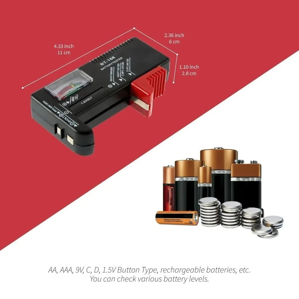 Battery Tester Checker Universal For AA AAA C D 9V 1.5V Button Cell Batteries
