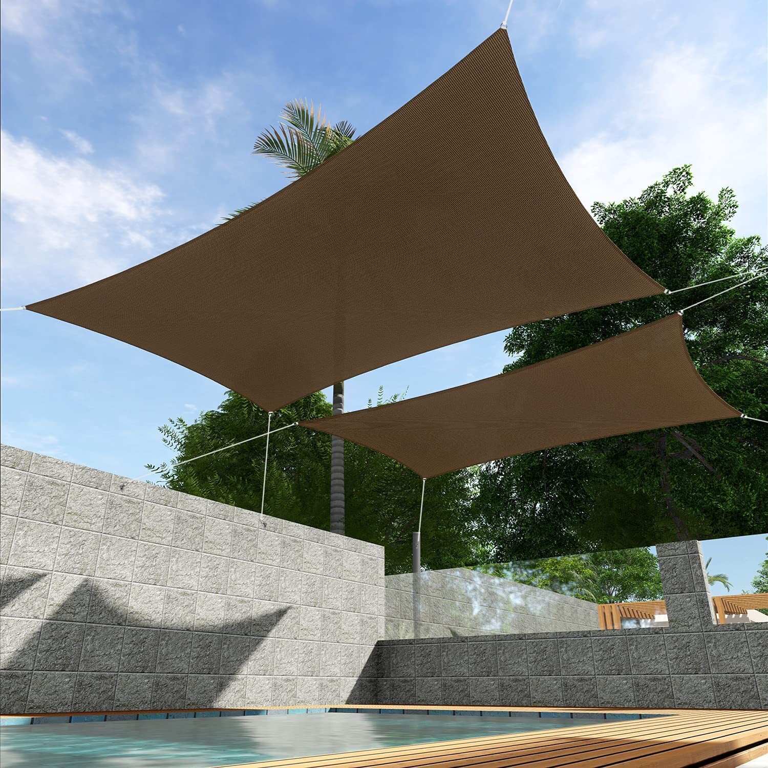 Rectangle Sun Shade Sail Canopy Shelter Shade Mesh Cover Patio Yard Pool Outdoor