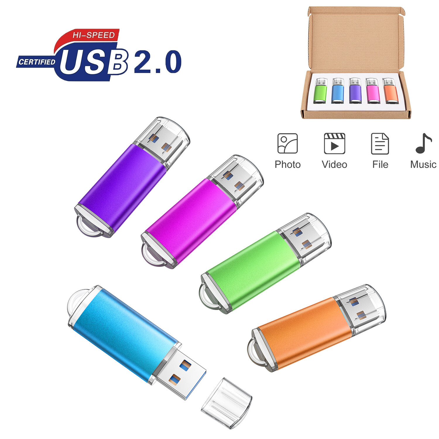 Wholesale USB 2.0 5/10/100PCS 1GB 2GB 4GB 8GB 16GB 32GB 64GB Flash Drives Memory