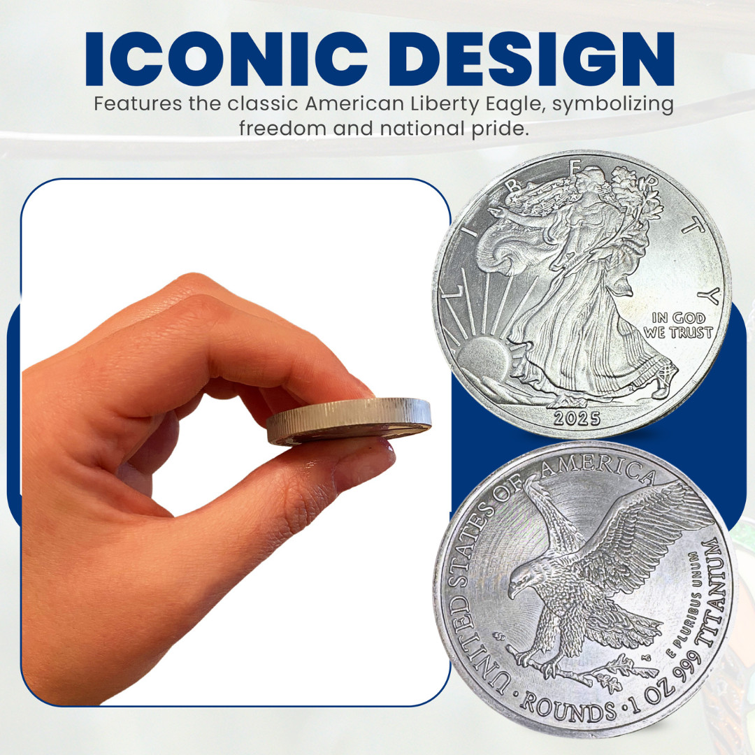 2 American Eagle Liberty Walking Coins TROY OUNCE OZ .999 Pure TITANIUM Rounds