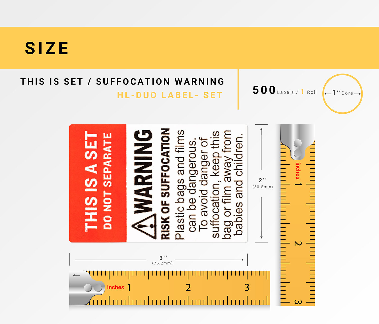 FBA Combo THIS IS A SET DO NOT SEPARATE/SUFFOCATION WARNING 50 Rls/25000 Labels