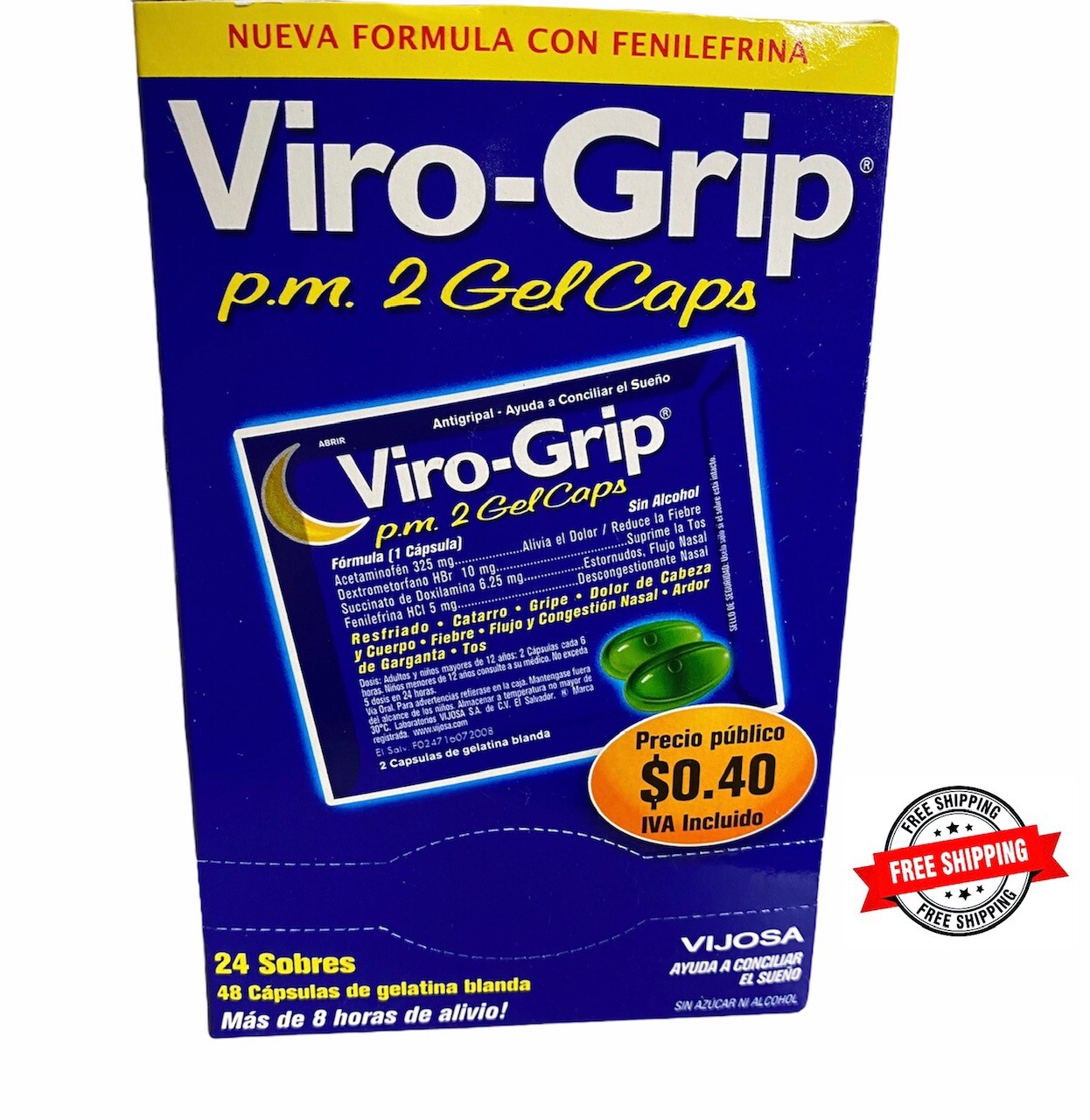 VIRO GRIP PM NOCHE Gelcaps 48 Vijosa VIROGRIP PM NIGHT 48 CAPSULES