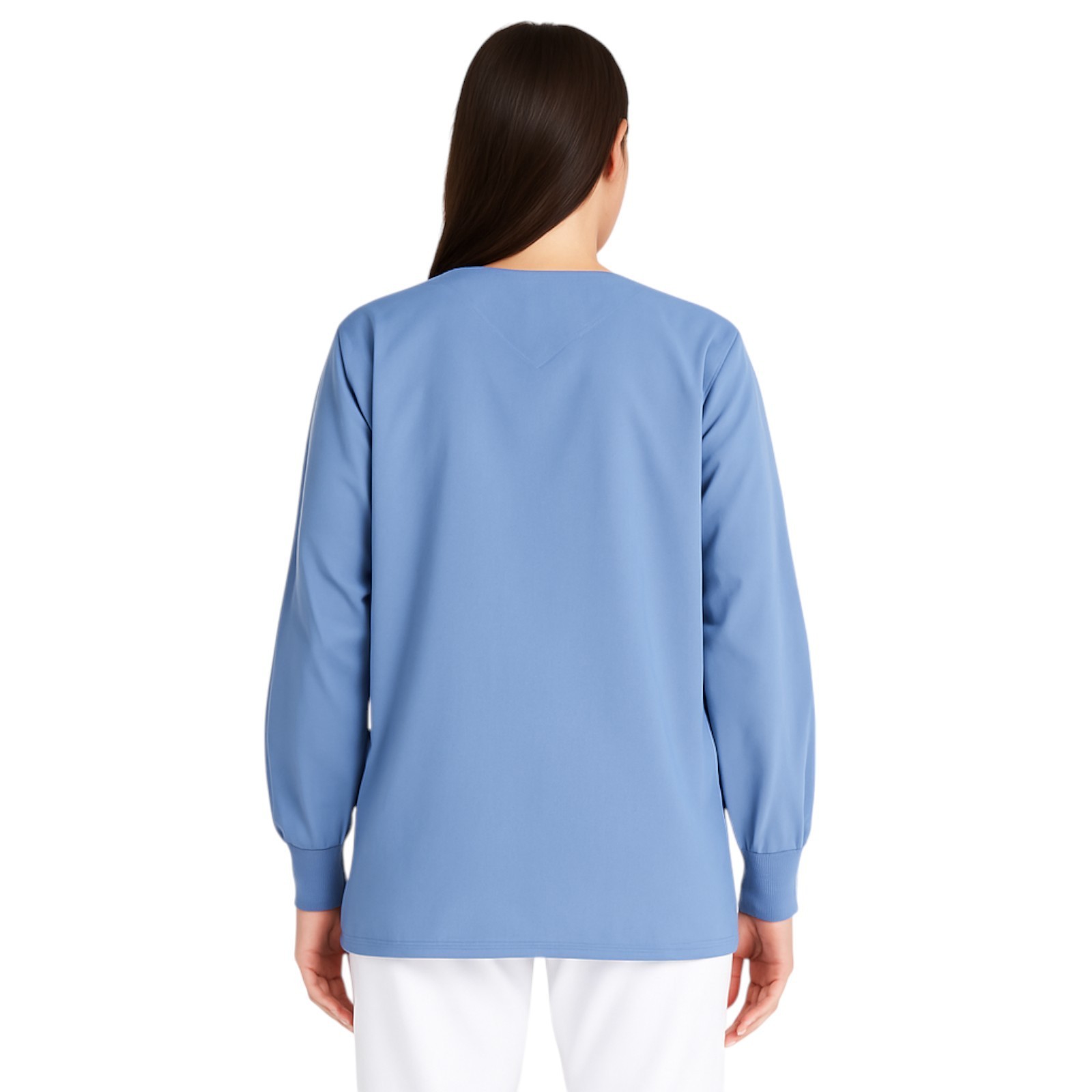NEW Landau X-Large Blue Cotton Medical Scrub Jacket Snap Front Rib Cuffs Pockets
