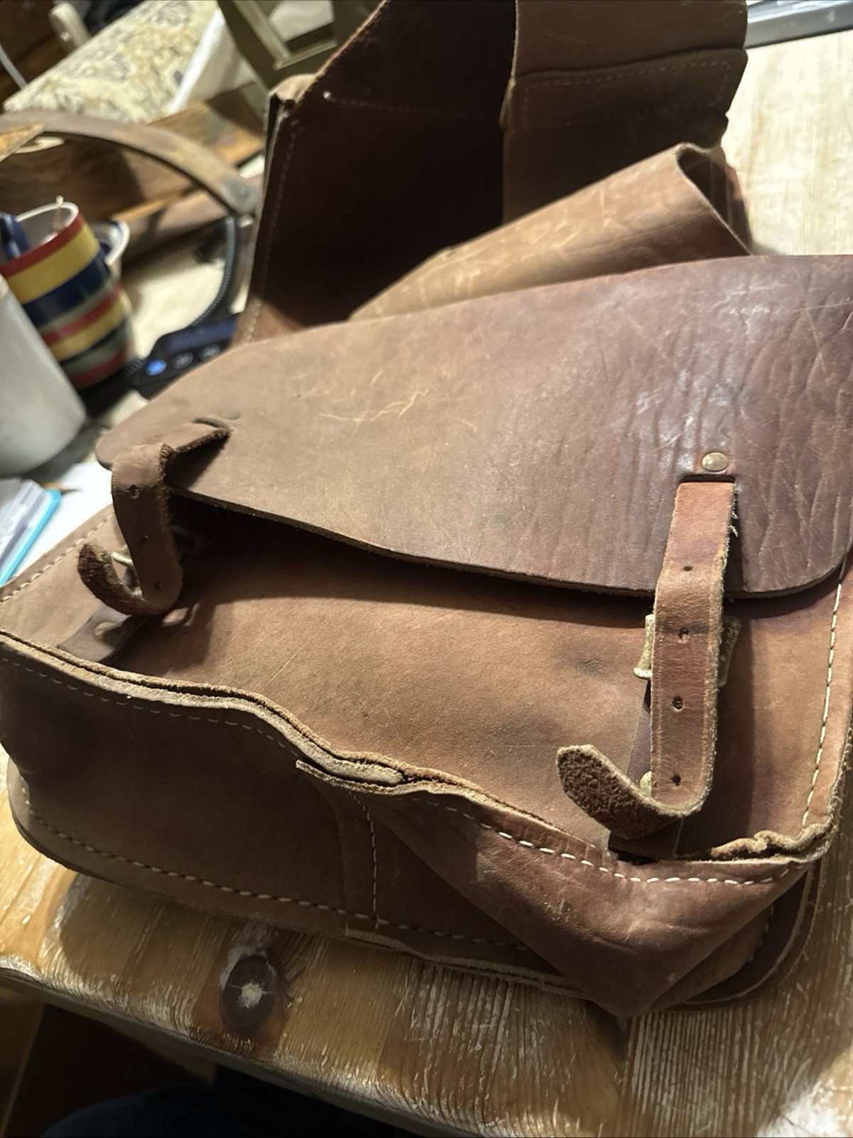 used vintage leather western horse saddle bags