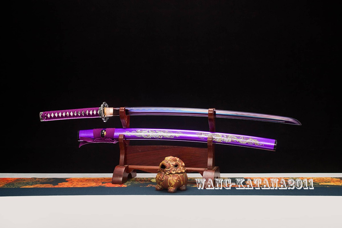 All Purple Battle Ready Sharp Deagon Japanese Samurai Katana Sword 1095Steel