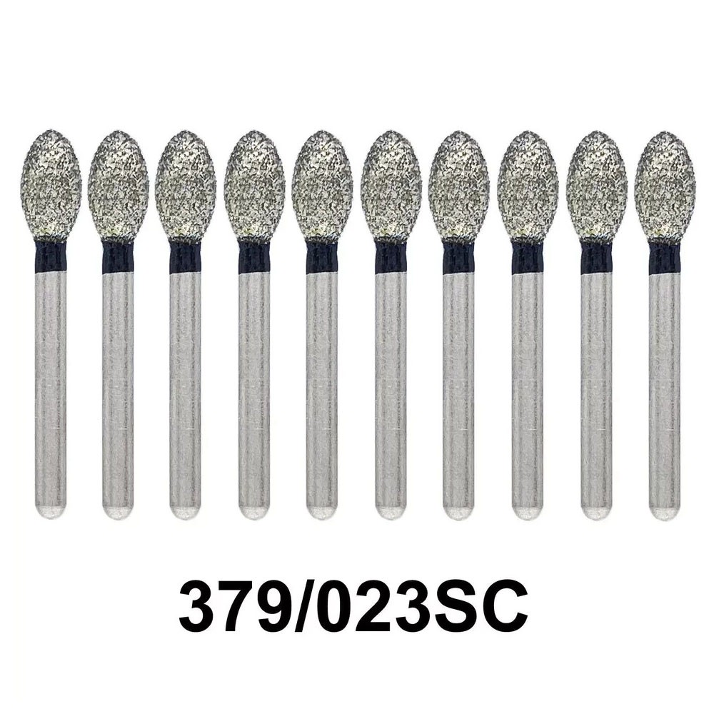 20Pcs Dental Diamond Bur FG Egg Football 379/023SC Super Coarse High Speed Black