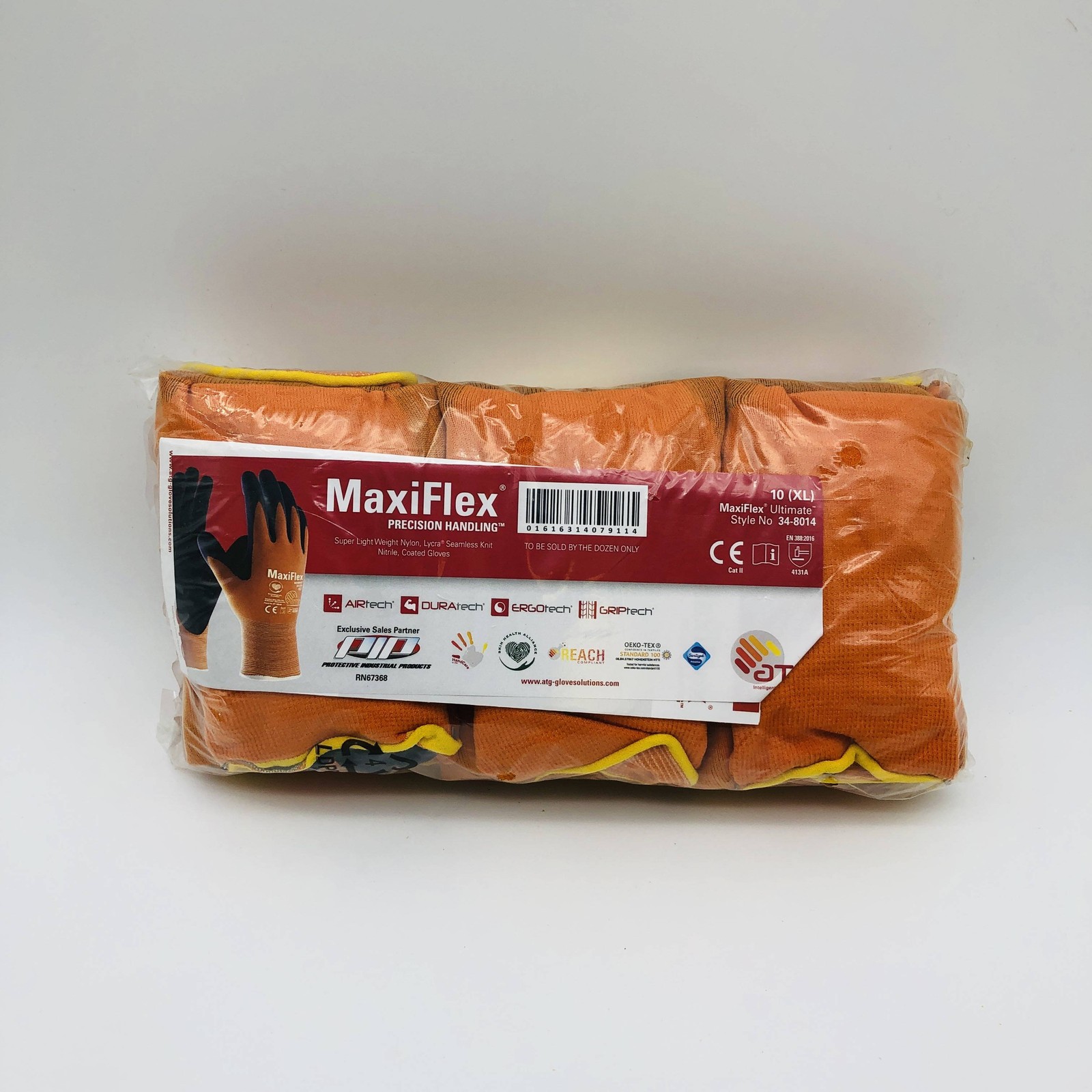Maxiflex 34-8014 Cut Resistant Gloves XL Micro-Foam Nitrile Hi Viz Orange 12 Prs