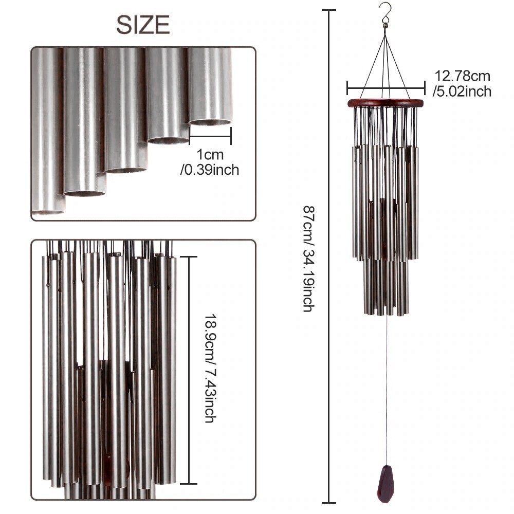 4Pcs 27 Tubes 33.5in Windchime Chapel Bells Wind Chimes Door Hanging Home Decor