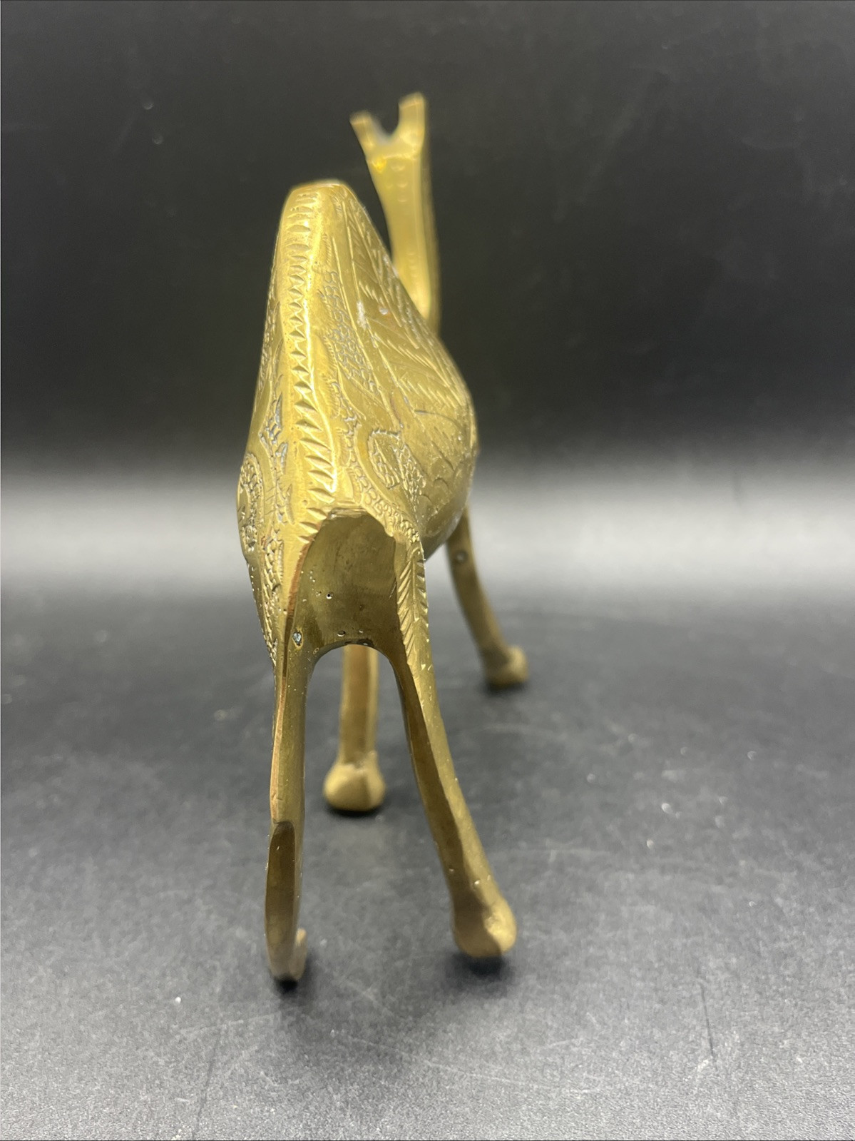 Solid Brass Etched Camel Figurine 4.25" Tall x 5" Wide Vintage Decor