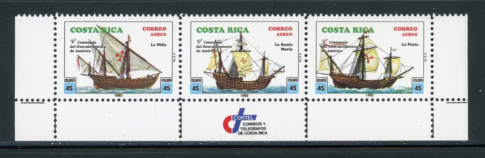 COSTA RICA MNH: Scott #C924 DISCOVERY AMERICA 500th Ann #2 CV$6+