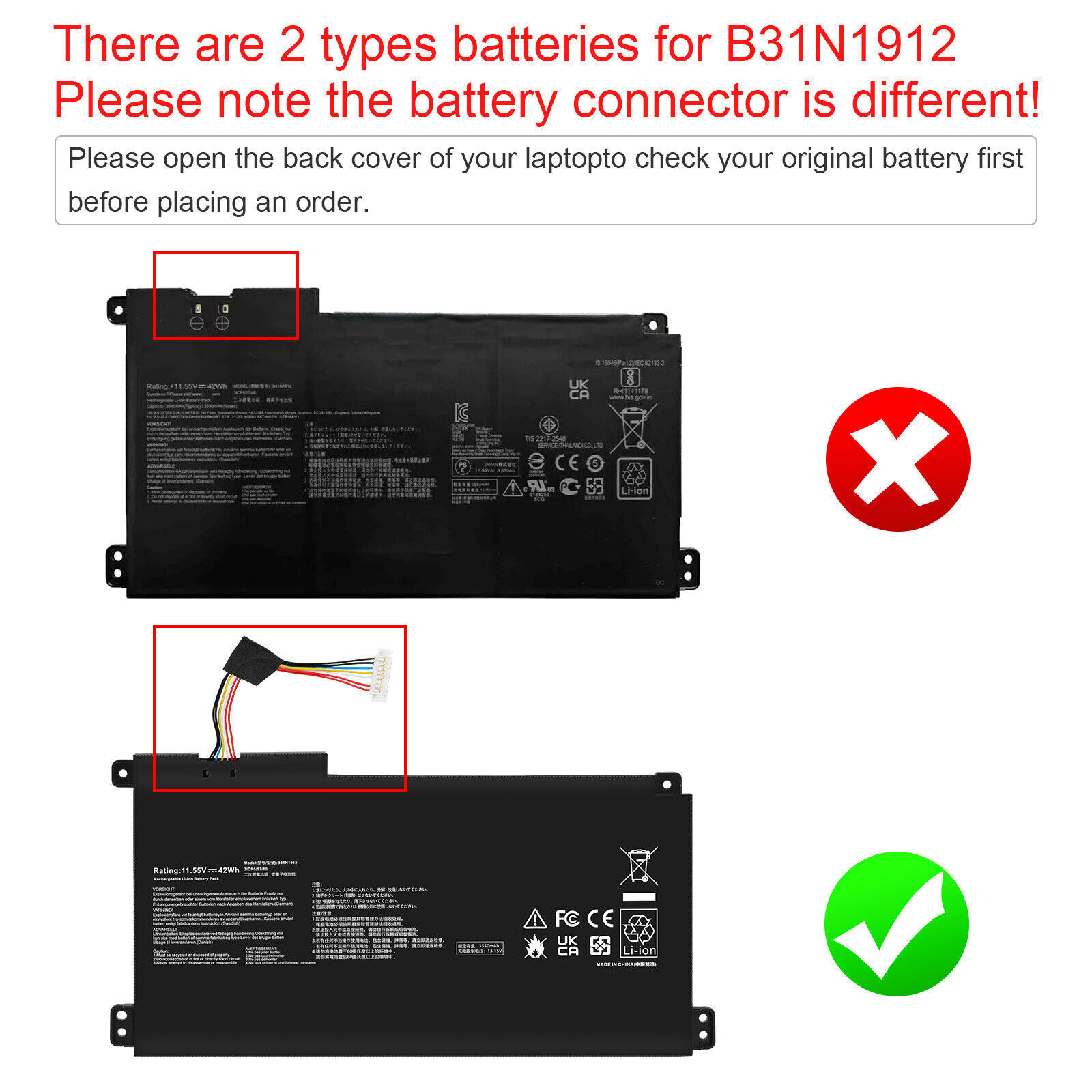 LOT B31N1912 Battery for ASUS VivoBook 14 L410MA E410M E410MA E510MA L510MA