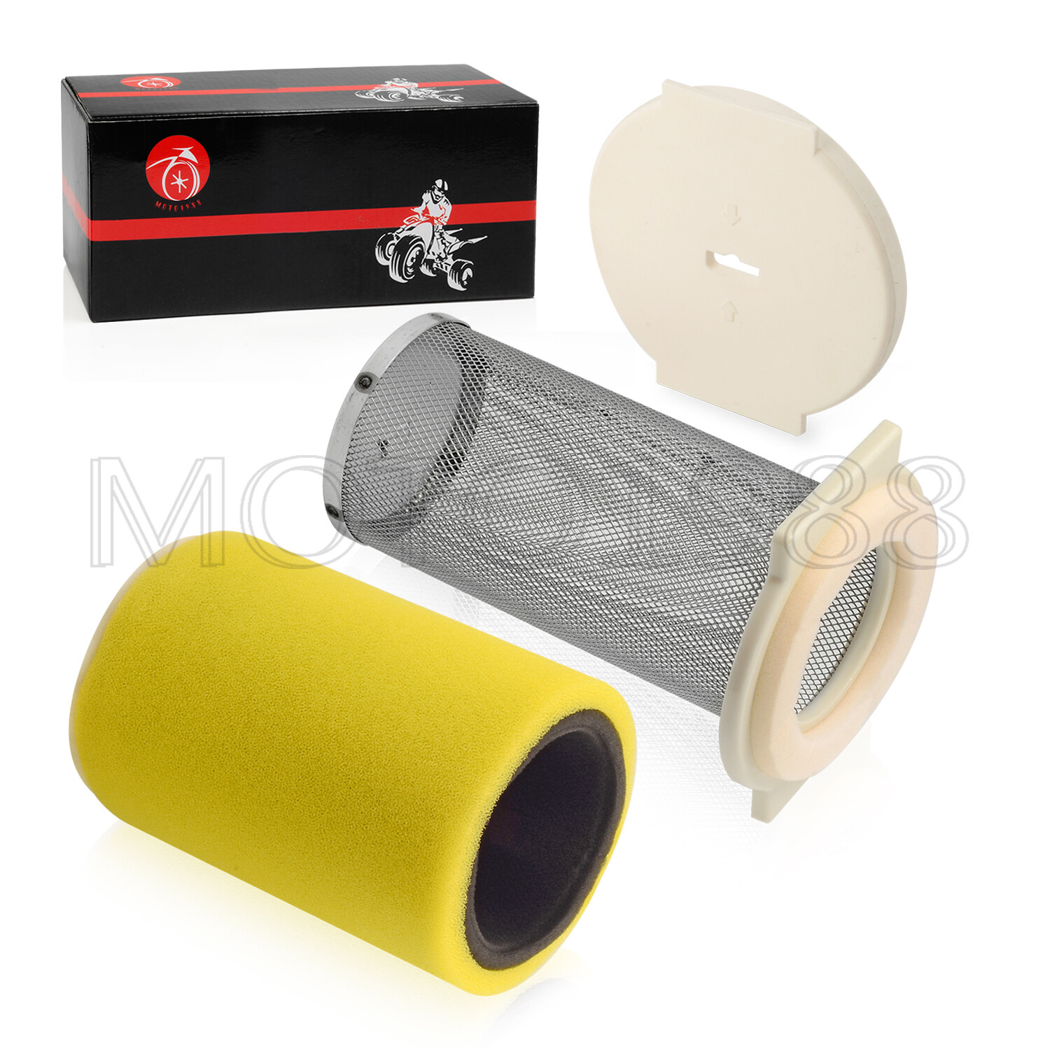 Air Filter & Guide & END CAP For Yamaha Moto-4 350 YFM350 YFM350ER 1987 - 1995
