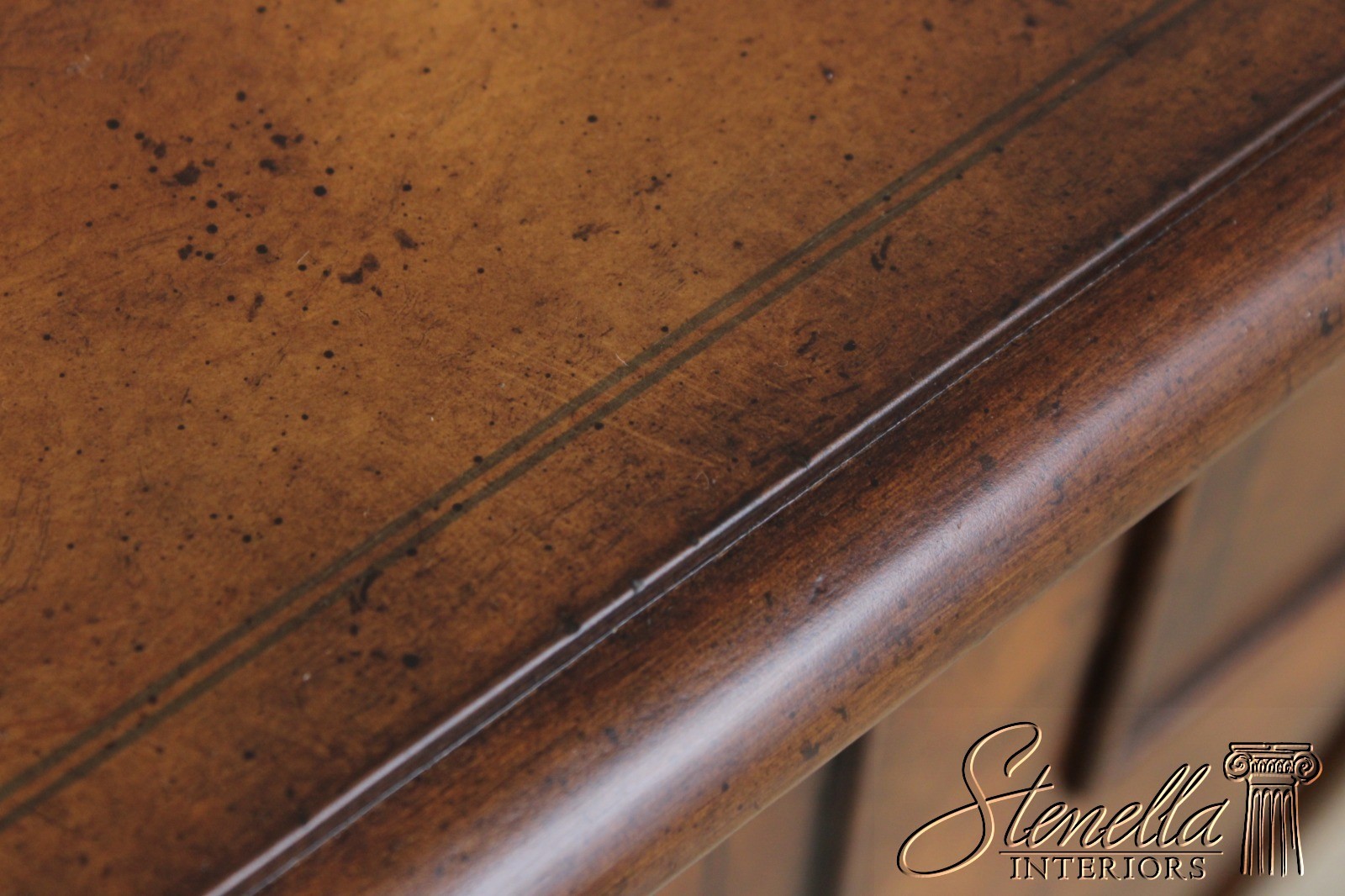 72329: MAITLAND SMITH Burl Wood 3 Drawer Writing Desk Console