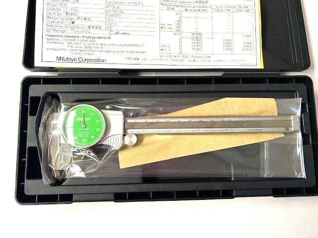 6" DIAL CALIPER .001" GRAD. MITUTOYO 505-742-53J GREEN FACE