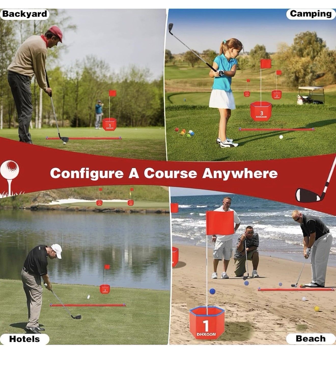 Backyard Golf Game with 2 Clubs, Portable 9 Hole Golf Course, Outdoor Yard Golf