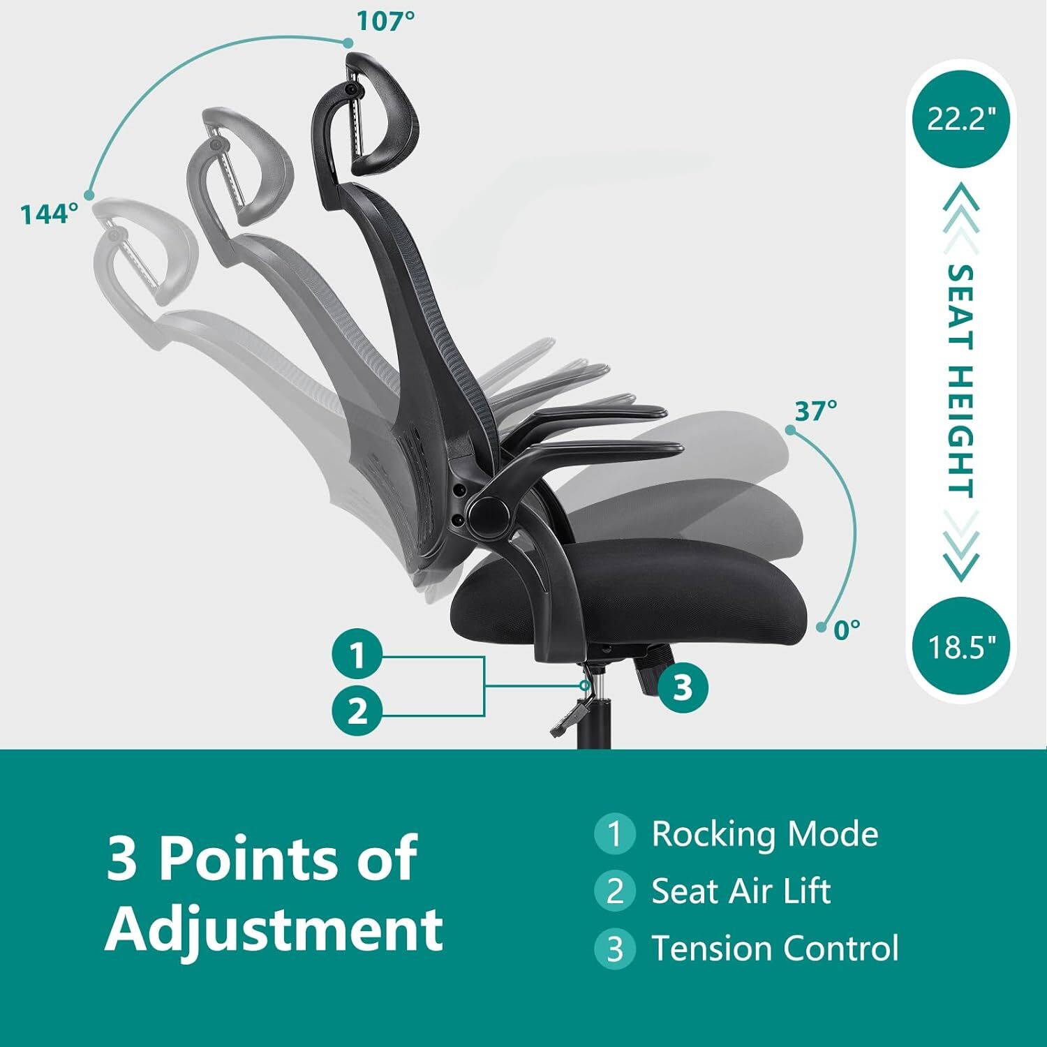Home Office Computer Desk Chair Ergonomic High-Back Mesh Rolling Work Task Chair