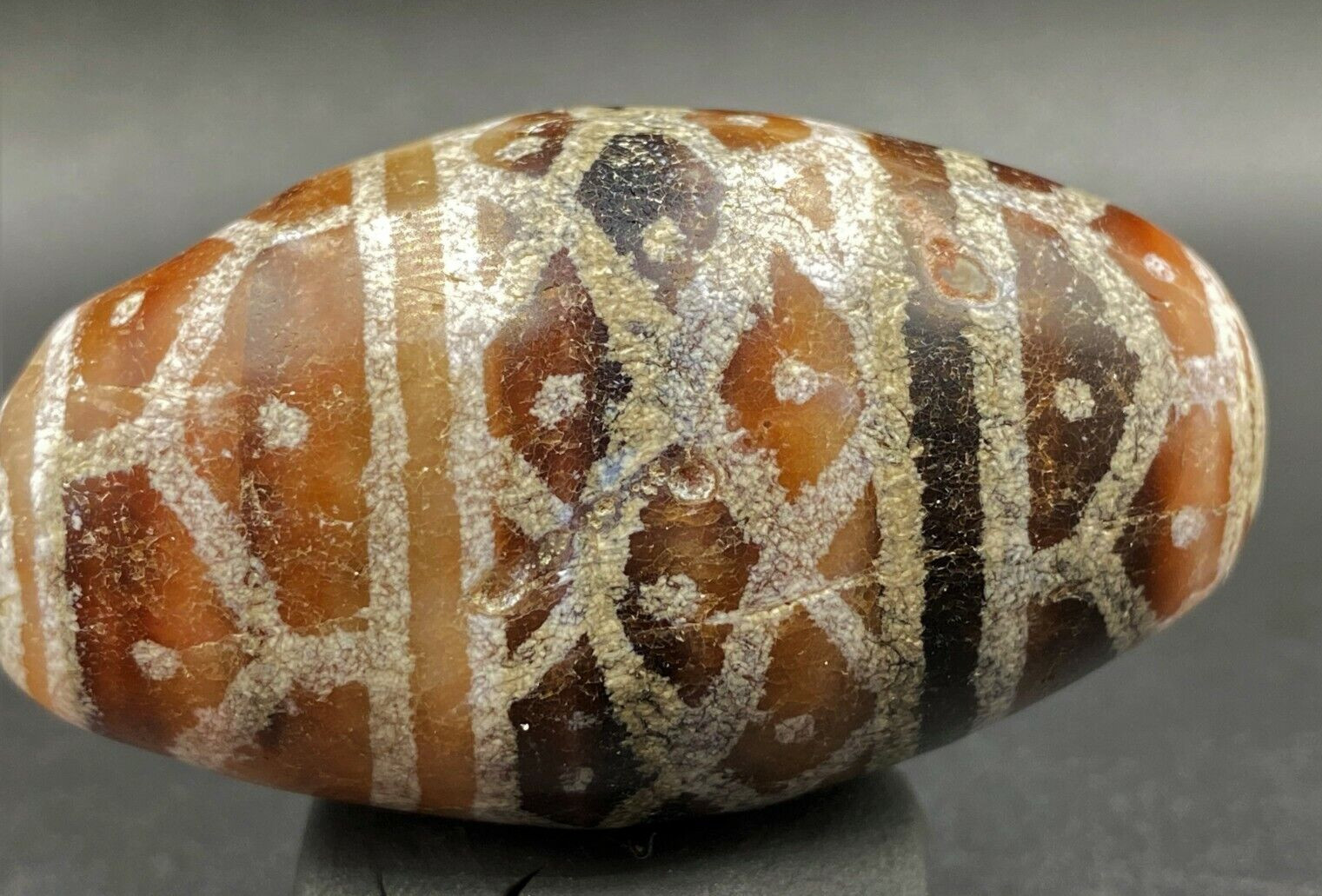 Old Ancient Antique Indo Tibetan Phum Dzi Tian Zhu Himalayan Amulet Agate Bead