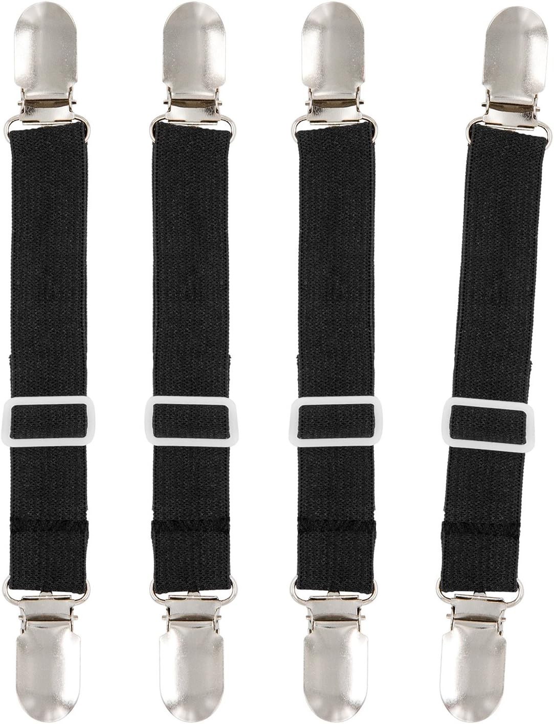 4Pcs Adjustable Bed Sheet Fasteners Suspenders, Elastic Sheet Band Straps