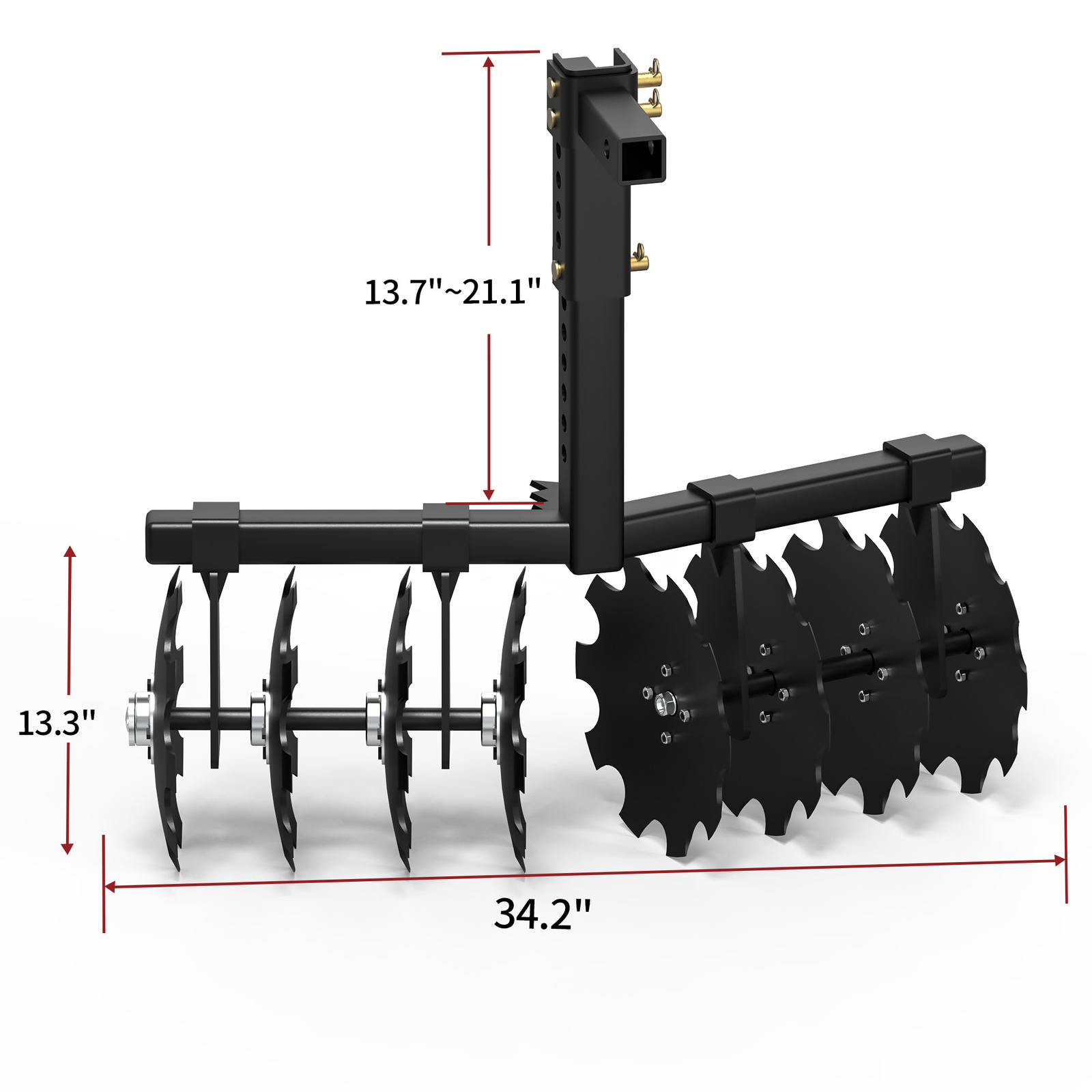 Heavy-Duty 32" Disc Plow Harrow Mount W/ 2" Receiver Hitch Mount for ATVs /UTVs