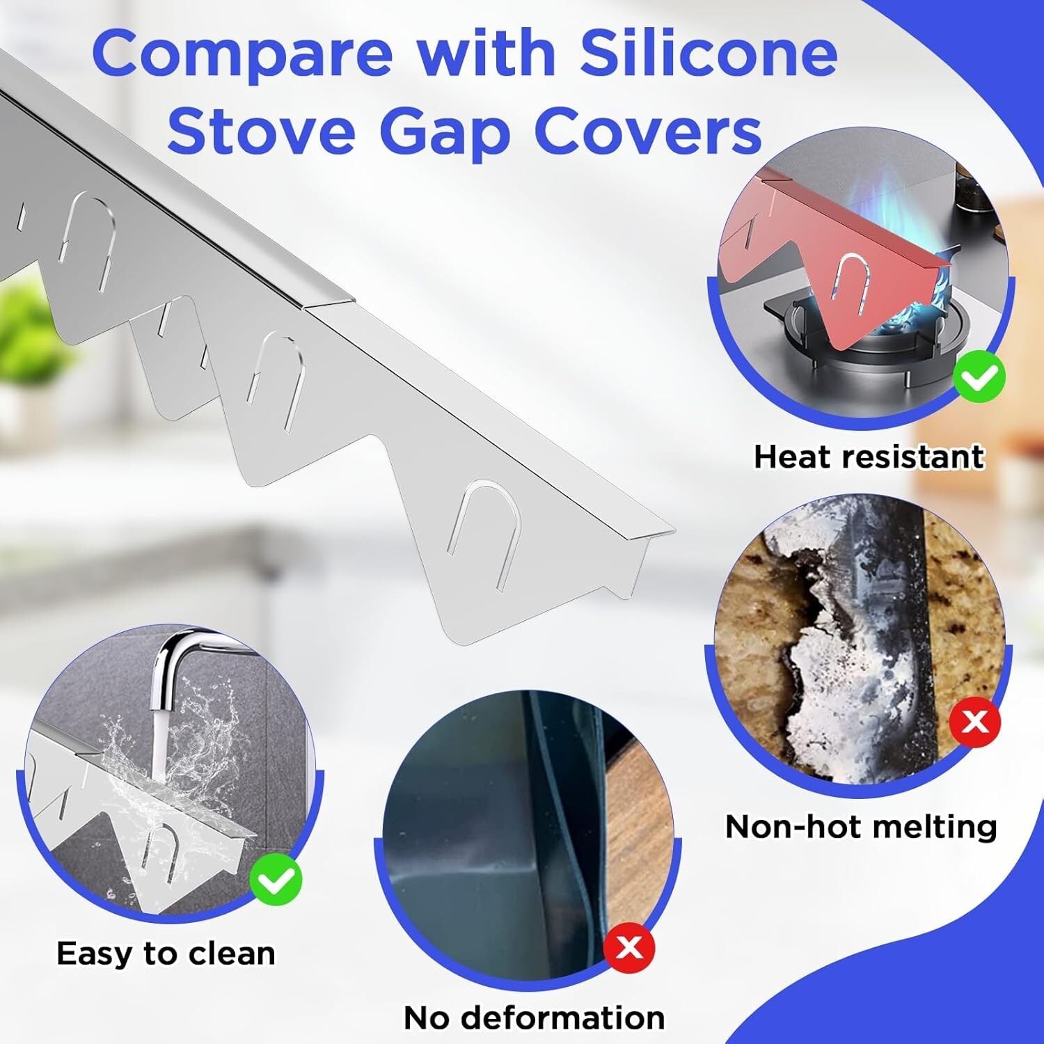 Stove Gap Covers Stainless Steel 2 Packs, 13.8"-27.5" Retractable Range Gap Cove