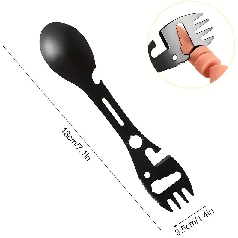 Multifunctional Camping Fork Spoon Opener Stainless Steel Outdoor Tool