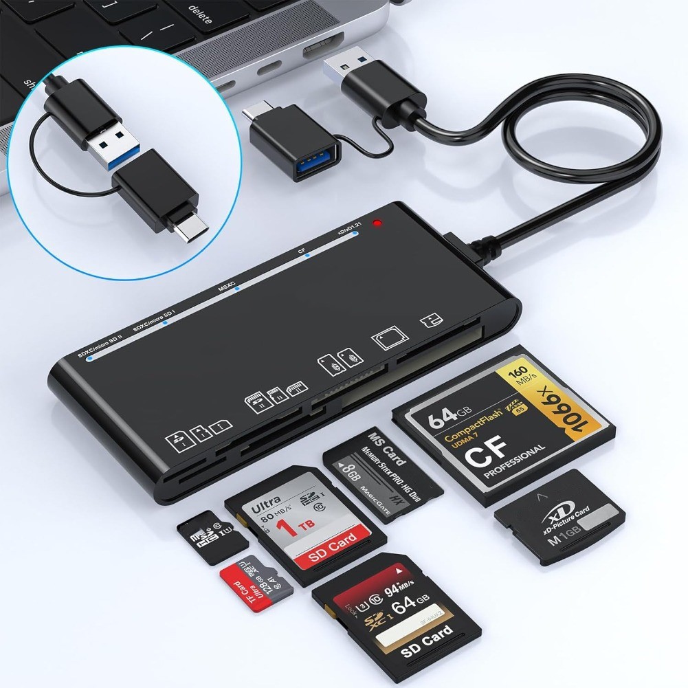 7 in 1 USB 3.0 Memory Card Reader Adapter Hub, for SD, CF, TF, Micro SD, XD, MS