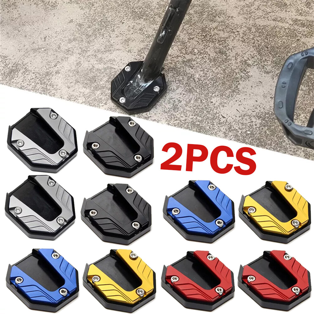 2PC Universal Motorcycle Kickstand Sidestand Extension Pad Plate Foot Side Stand