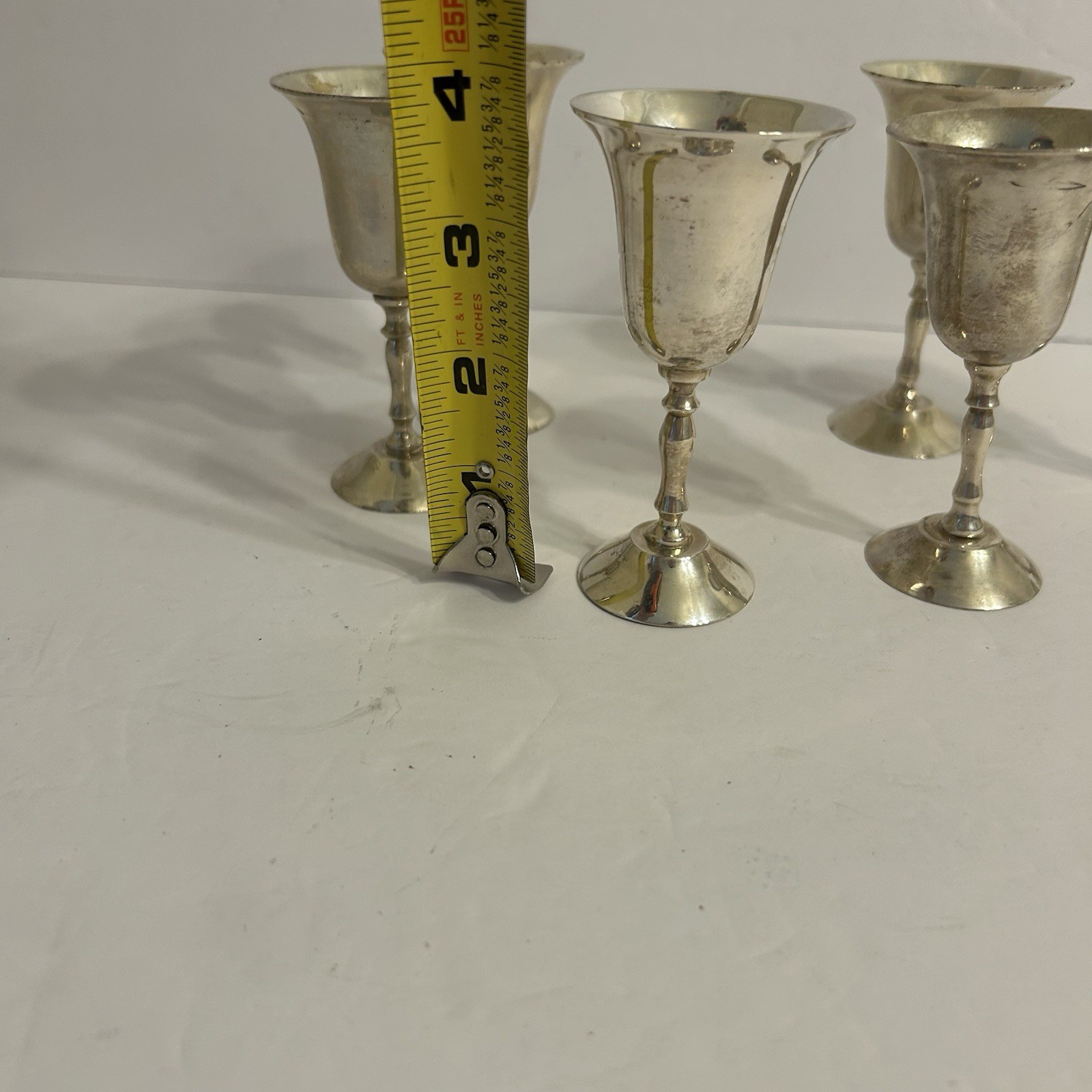 Set of Six Vintage Silver Plate Wine Goblets 1oz Made In India EUC