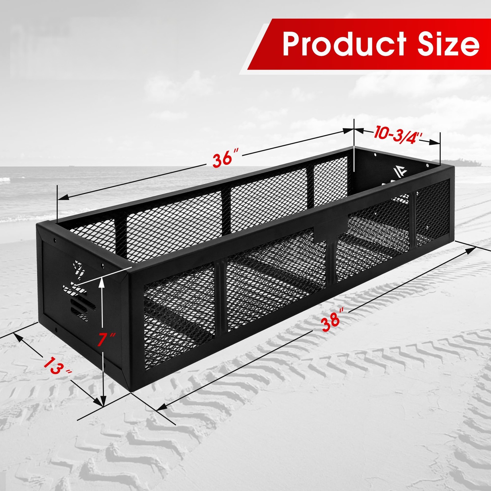 Heavy Duty 38" ATV Cargo Basket Steel Front Rear Rack Black Coated