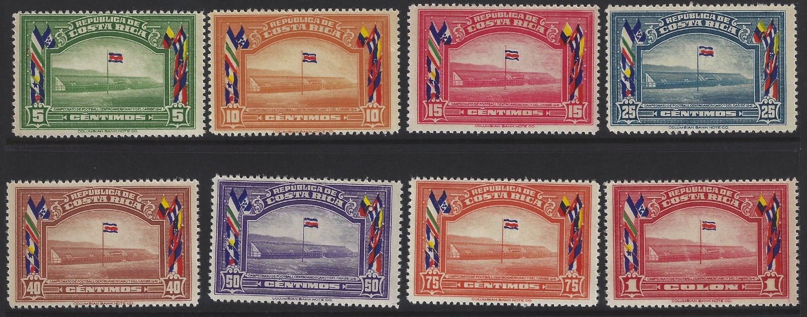 1941 Costa Rica 201-208 NH  Flags CV $30
