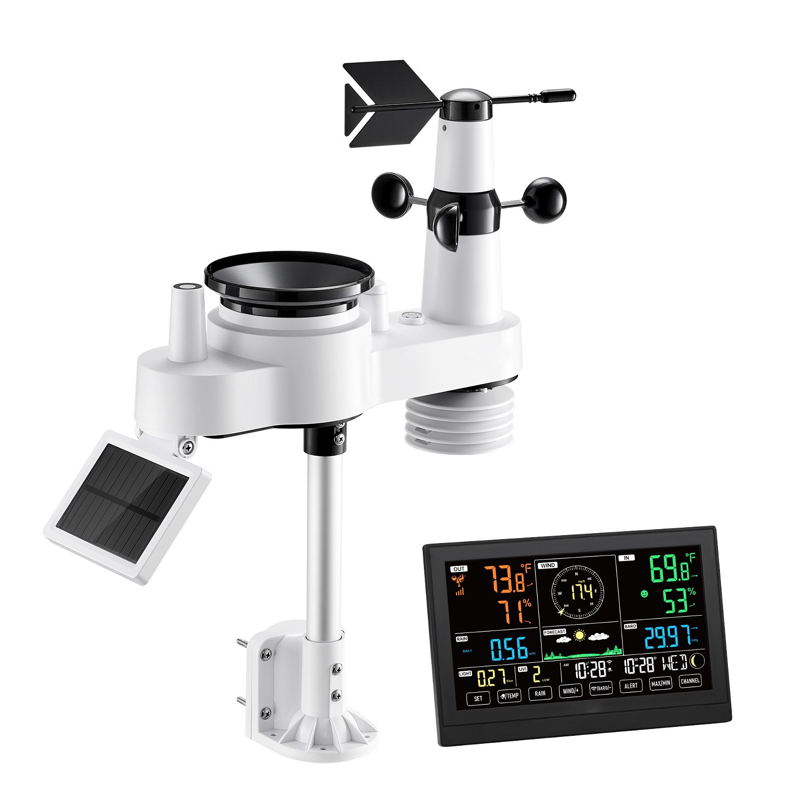 Uimoso 7-in-1 Wi-Fi Weather Station with 7.5-Inch VA Display and Wireless Sensor