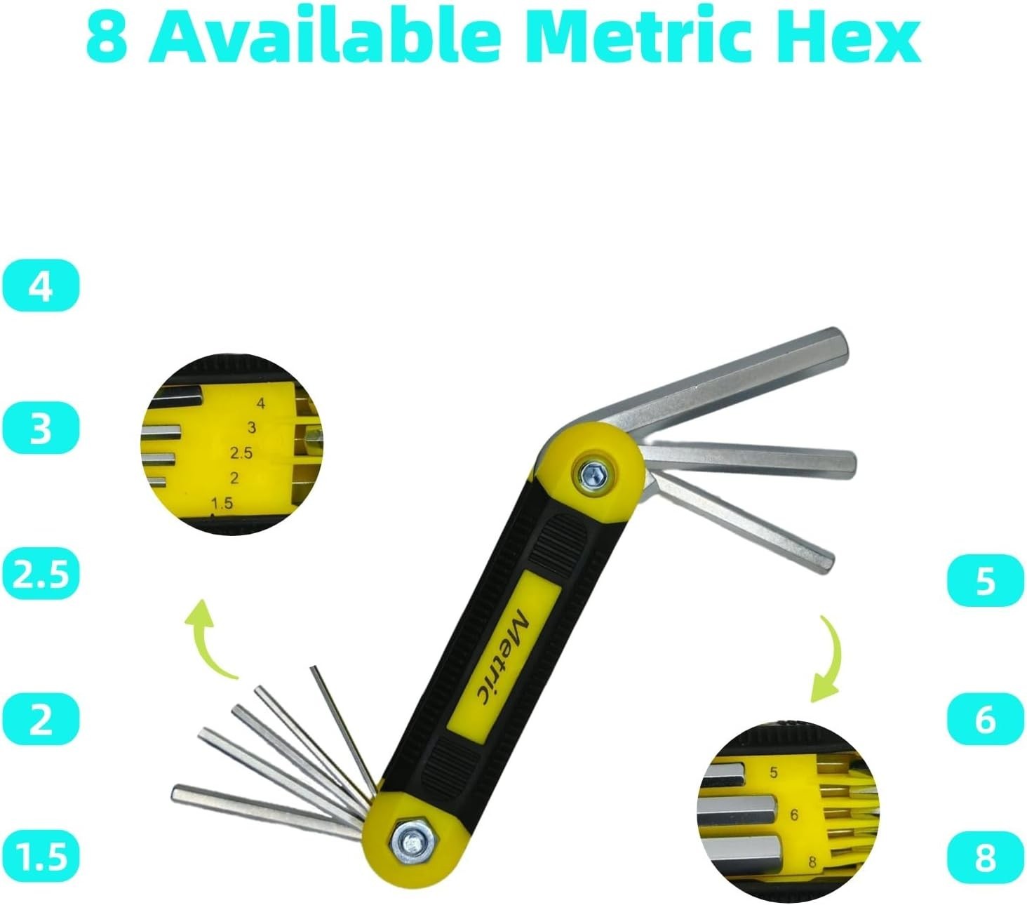 17-Piece Folding Allen Wrench Set | Metric & SAE Sizes | 2-Pack Portable Hex Too